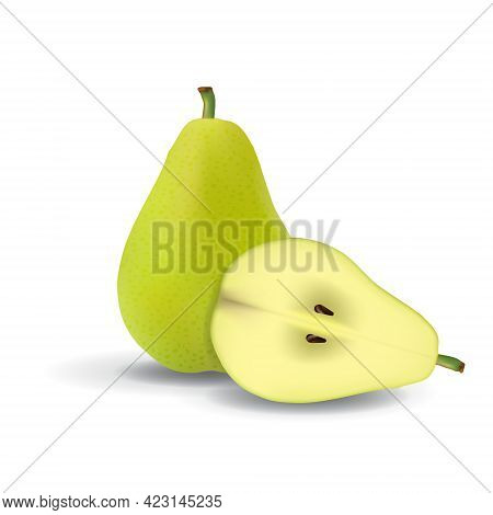 Pear Healthy Organic Fresh Fruit Summer Isolated Vector Illustration