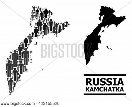 Map Of Kamchatka Peninsula For Politics Promotion. Vector Demographics Abstraction. Concept Map Of K