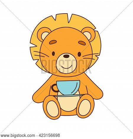 Stuffed Lion Toy For Children To Play Vector Illustration