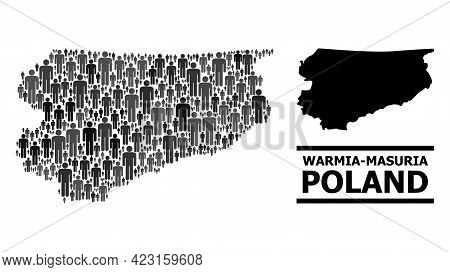 Map Of Warmia-masuria Province For Demographics Doctrines. Vector Population Mosaic. Pattern Map Of 