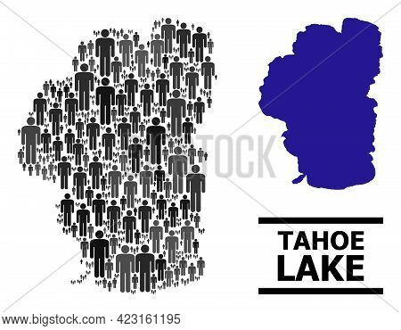 Map Of Tahoe Lake For Politics Proclamations. Vector Nation Abstraction. Abstraction Map Of Tahoe La