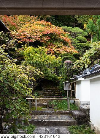 Kiso, Nagano Prefecture, Japan - October 23, 2017: Autumn On The Grounds Of Kozenji Temple