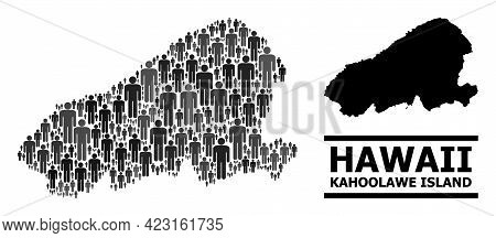 Map Of Kahoolawe Island For Social Proclamations. Vector Nation Mosaic. Concept Map Of Kahoolawe Isl