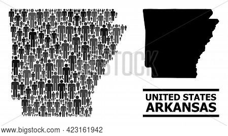 Map Of Arkansas State For Demographics Agitprop. Vector Demographics Mosaic. Concept Map Of Arkansas