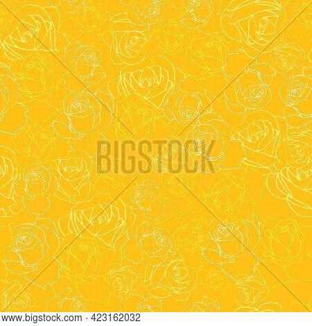Vector Seamless Pattern With Yellow Line Roses