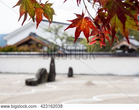 Kiso, Nagano Prefecture, Japan - October 23, 2017: Traditional Japanese Rock And Sand Garden At Koze