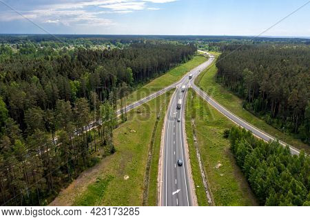 Highway A1 Via Baltica (between Vilnius, Riga And Tallinn), Road Section Next To Saulkrasti, Latvia,