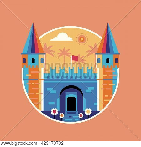 Topkapi Palace Istanbul Travel Icon In Flat