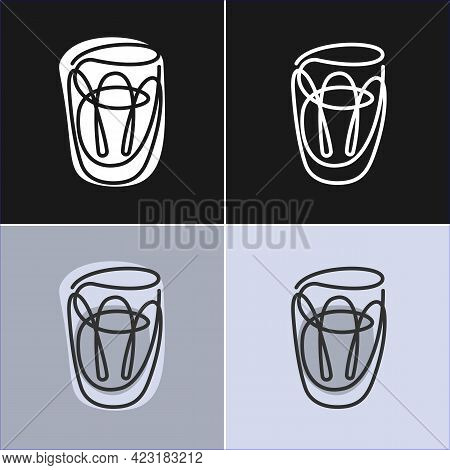 One Line Drawing Vodka Glass On Various Background. Four Types Of Images. Colored Cartoon Graphic Sk