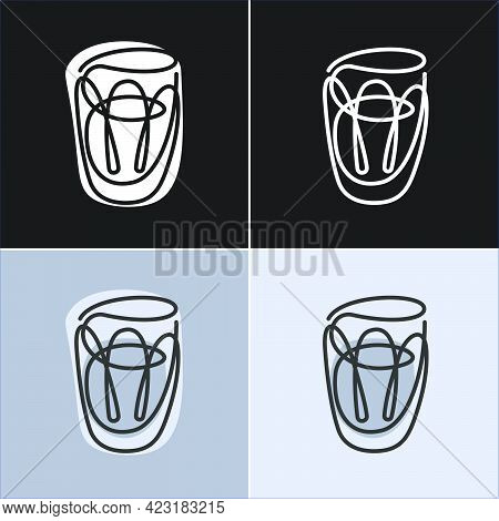 One Line Drawing Vodka Glass On Various Background. Four Types Of Images. Colored Cartoon Graphic Sk