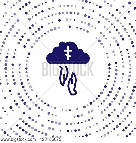 Blue Gods Helping Hand Icon Isolated On White Background. Religion, Bible, Christianity Concept. Div
