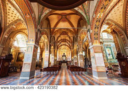 Lugano, Switzerland - July 09, 2019: Lugano Cathedral Or Cattedrale Di San Lorenzo Is A Roman Cathol
