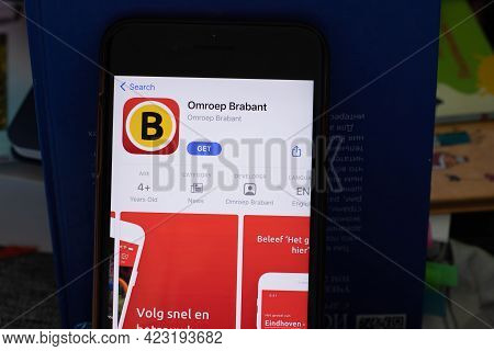 New York, Usa - 1 June 2021: Omroep Brabant Mobile App Logo On Phone Screen, Close-up Icon, Illustra