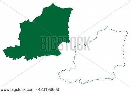 East Khasi Hills District (meghalaya State, Republic Of India) Map Vector Illustration, Scribble Ske