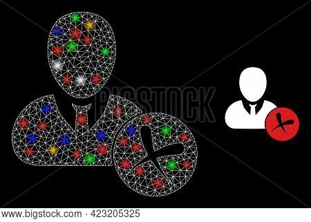 Shiny Mesh Network Remove User With Multi Colored Glowing Spots. Constellation Vector Frame Created 