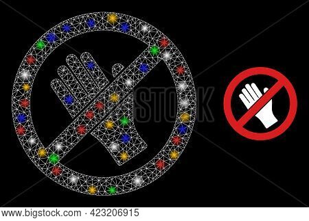 Glare Mesh Network Do Not Touch With Multicolored Light Dots. Constellation Vector Frame Created Fro