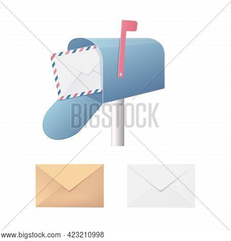 Mailbox Postbox Concept. Colored Vector Illustration. Isolated On White Background.