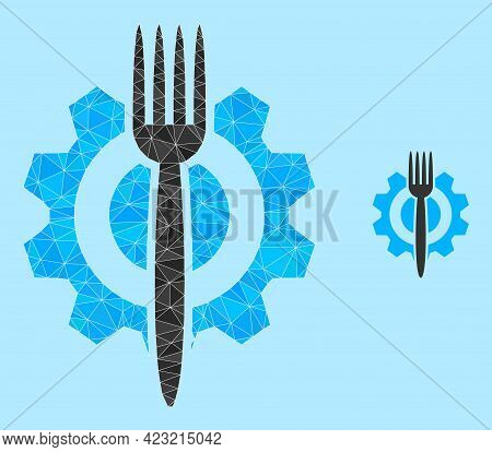 Low-poly Food Hitech Icon On A Light Blue Background. Polygonal Food Hitech Vector Is Combined Of Ra