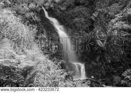 Long Exposure Of The Hollowbrook Waterfall On The South West Coastpath From Woody Bay To Heddons Mou