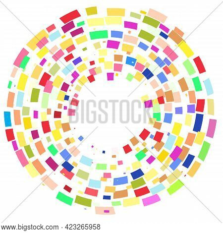 Circle With Colored Geometric Shapes   On White Background