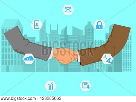 Drawing Graphics Hand Of Business Man Shaking Hands For  Successful Negotiate For Business Concept C
