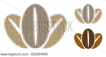 Coffee Beans Halftone Dotted Icon. Halftone Array Contains Circle Dots. Vector Illustration Of Coffe