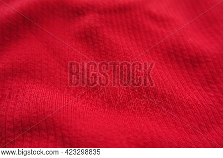 Closeup Of Bright Red Ribbed Polyamide Fabric