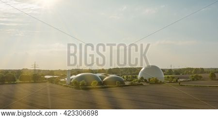Biogas Plant From The Air Perspective Taken With A Drone