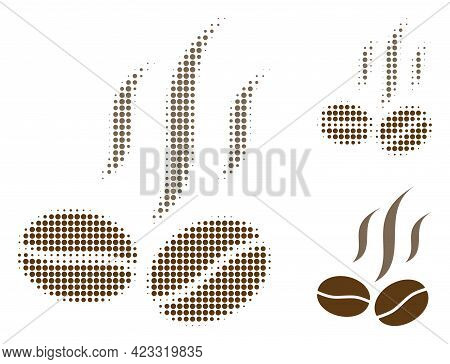 Coffee Beans Smell Halftone Dotted Icon. Halftone Pattern Contains Circle Points. Vector Illustratio