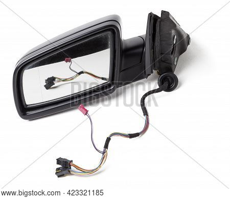 Blank Empty Screen Rearview Car Mirror On White Isolated Background. Blank Rear View Mirror With A C
