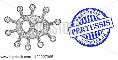 Vector Net Mesh Bacilla Carcass, And Pertussis Blue Rosette Dirty Seal. Linear Carcass Net Image Cre