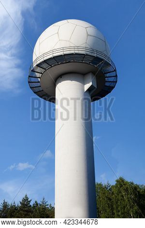 Poland, Poznan - Jun 10, 2021: Raytheon Area Control Radar. Aircraft