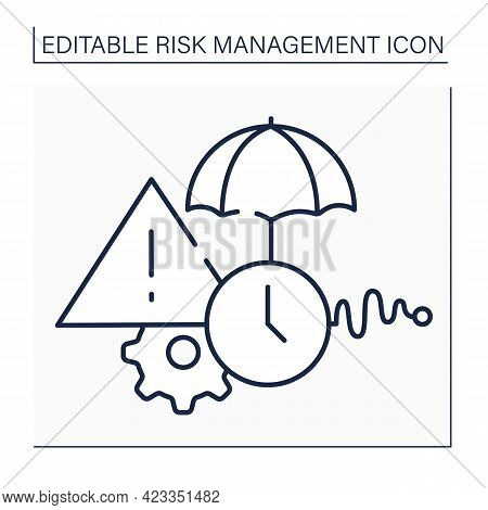 Routine Risks Line Icon. Procedures And Activities That Are Carried Out Formally As Current Work Of 