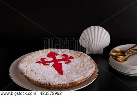Tarta De Santiago (st. James Cake) Famous Spanish Almond Cake Typically Made In Galicia.
