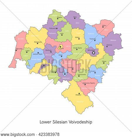 Vector Illustration: Administrative Map Of Poland. Lower Silesian Voivodeship Map With Gminas