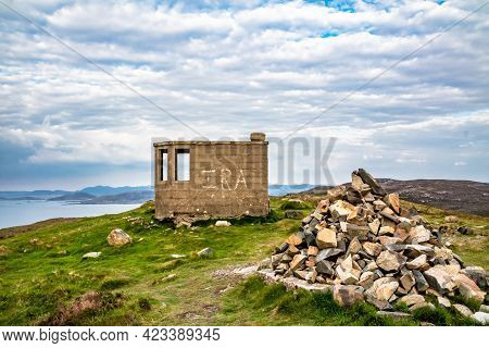 Horn Head, Ireland - May 30 2021: The World War Ii Remains Are Still Standing At The Cliffs