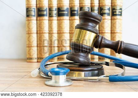 Mlaw Gavel And Stetoscope, Edical Law Concept