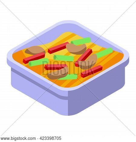 Dinner Box Icon. Isometric Of Dinner Box Vector Icon For Web Design Isolated On White Background
