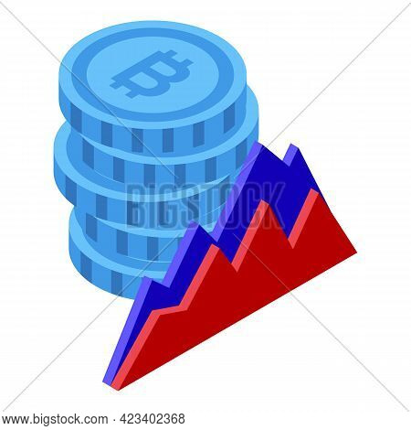 Bitcoin Treasury Graph Icon. Isometric Of Bitcoin Treasury Graph Vector Icon For Web Design Isolated