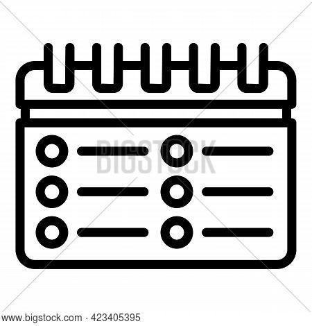 Event Planner Diary Icon. Outline Event Planner Diary Vector Icon For Web Design Isolated On White B