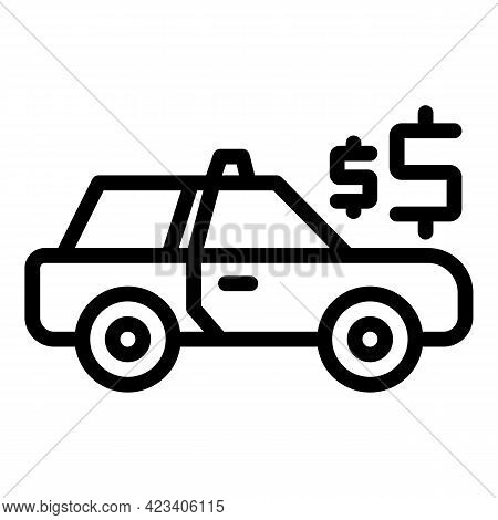 Taximeter City Car Icon. Outline Taximeter City Car Vector Icon For Web Design Isolated On White Bac
