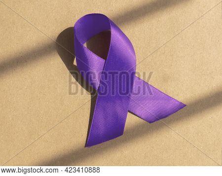 Violet Or Purple Ribbon. Medical Awareness Concept.