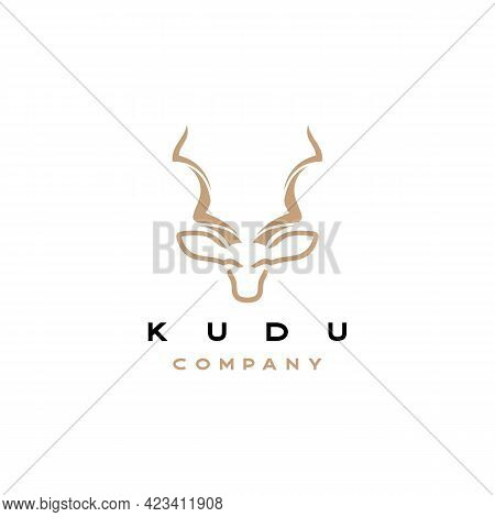 Kudu Line Art Logo Icon Design Vector