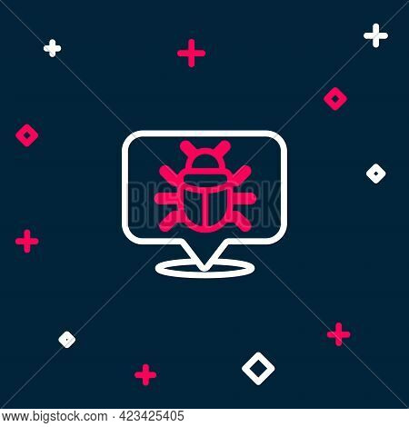 Line System Bug Concept Icon Isolated On Blue Background. Code Bug Concept. Bug In The System. Bug S