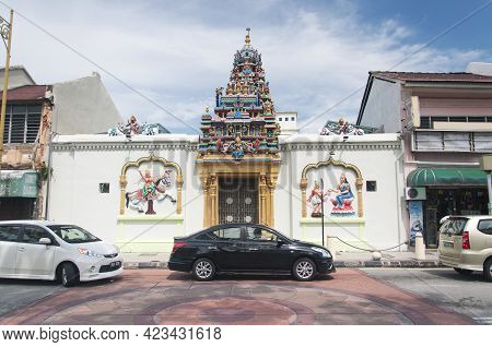 Penang, Malaysia.  August 20, 2017. The Oldest Hindu Temple, Sri Mahamariamman Temple, In The George