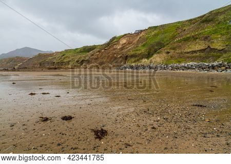 May 2021 Aftermath Of Huge Cliff Landslip At Nefyn, Llyn Peninsula, Wales.