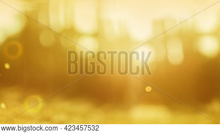 Defocused Warm Background With Space For Text. Blurred Orange And Yellow Background. Abstract Backgr