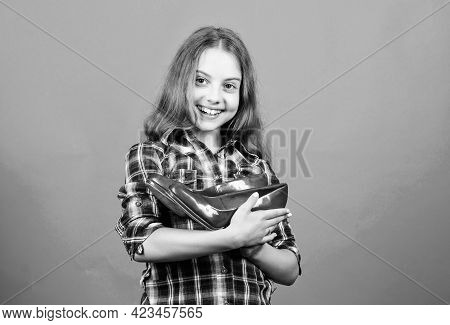 Lovely Shoes. Shoe Shop And Repair. Shoe Maker Service. Happy Childhood. Small Girl With Stylish Sho