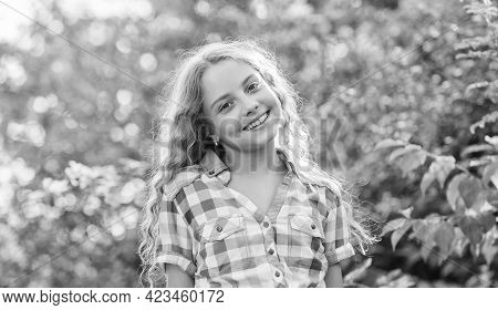 Childrens Day. Pretty Child Outdoor. Natural Beauty. Small Girl Long Hair. Happy Childhood. Perfect 