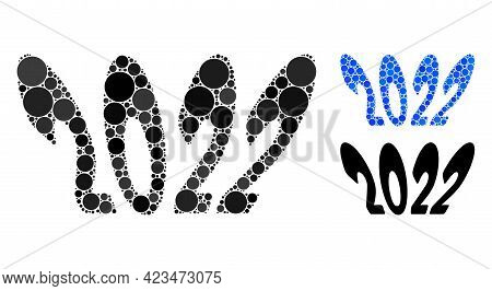 Mosaic 2022 Perspective Text Icon Constructed From Circle Elements In Different Sizes, Positions And
